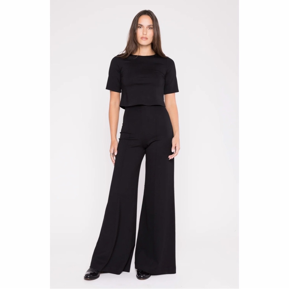 Ripley Rader Black Ponte Knit Wide Leg Pant